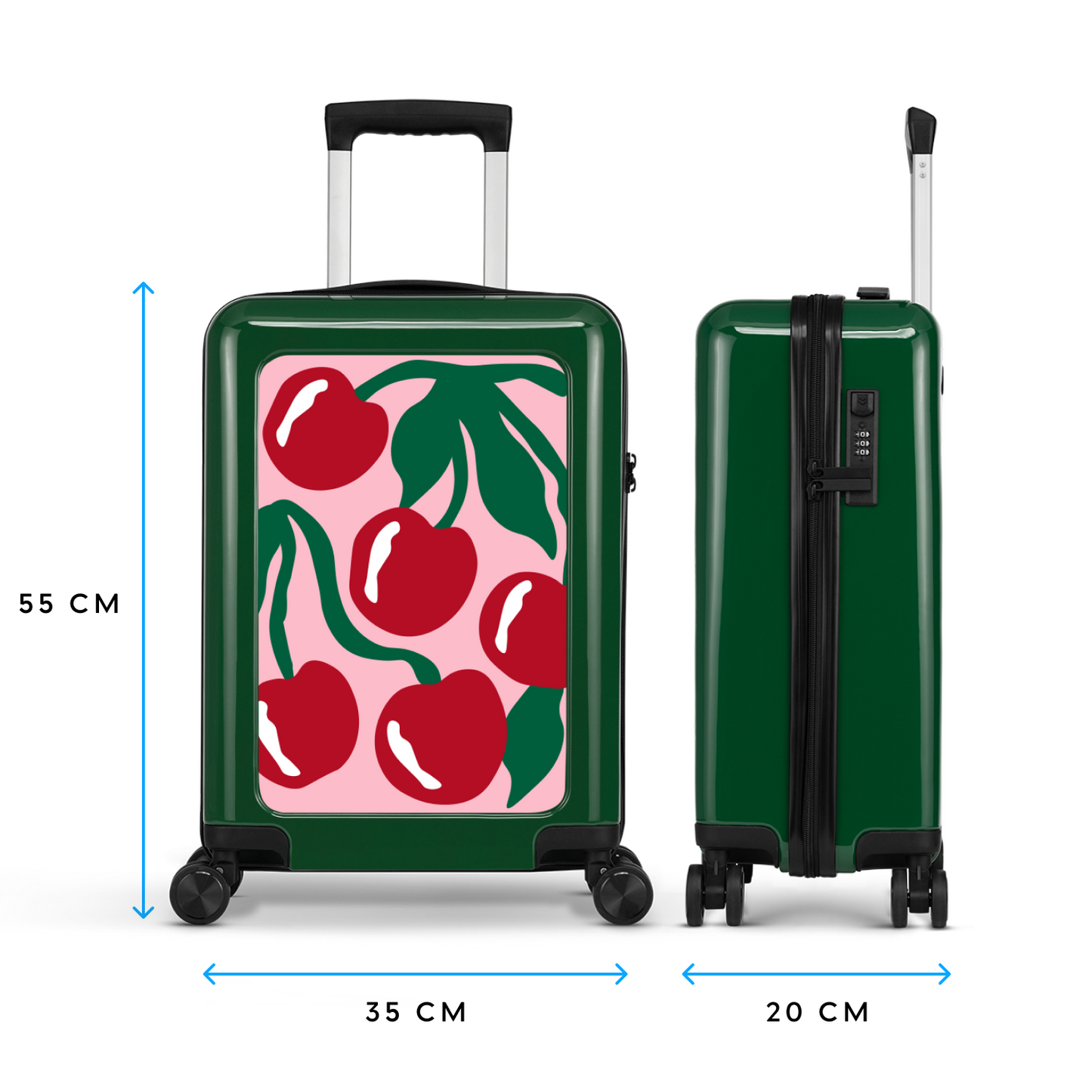 Cherries - Donkergroen - Handbagage (55 cm)